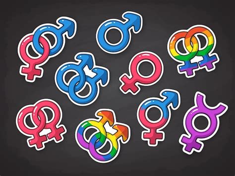 premium vector vector illustration set of gender symbols gender relationships stickers with