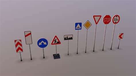 European Road Signs Download Free 3d Model By Satik64 25ebbe3