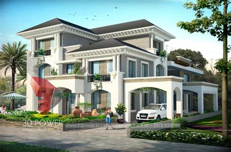 Luxurious 3d Modern Bungalow Rendering And Elevation Behance