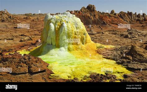 Volcanic Landscape Dallol Danakil Desert Ethiopia Africa Stock