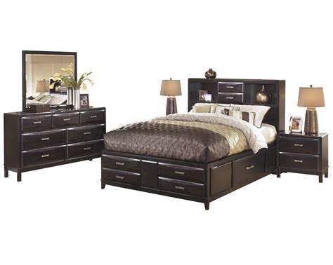Ashley Furniture Kira 5 Pc Bedroom Set Cal King Storage Bed Dresser Mirror 2 Nightstand Black