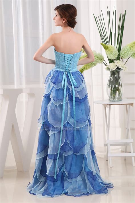 Organza Silk Like Satin Beading Sweetheart Promformal Evening Dresses