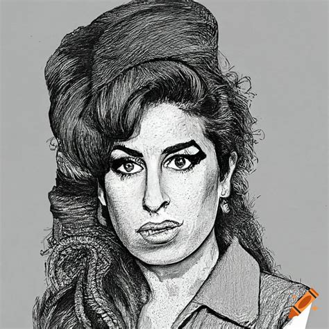 Monochrome Pencil Drawing Of Amy Winehouse