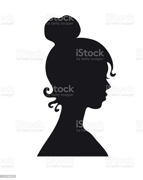 Silhouette Of A Female Head Black Girl Profile Isolated On A White