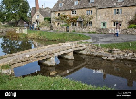 Stone Bridge And Watermill Lower Slaughter Cheltenham England Uk