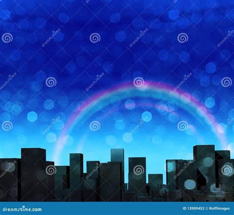 City And Rainbow Stock Illustration Illustration Of Building 13909452