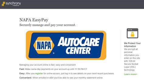 Accept major credit cards—visa®, mastercard®, discover®, american express®—as well as gift and loyalty cards. NAPA EasyPay Credit Card Payment Options - Synchrony Online Banking