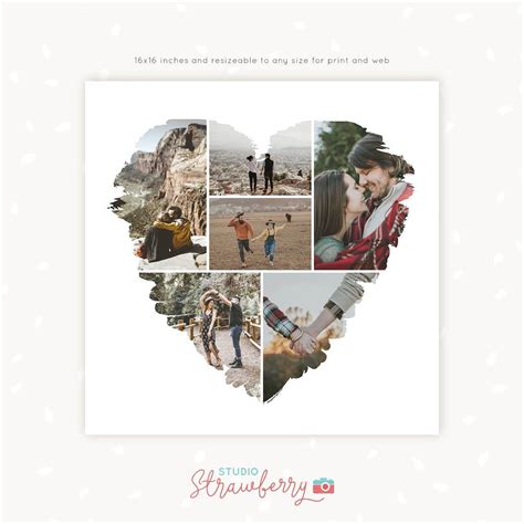 Heart Collage Template Instantly Editable Heart Photo Collage