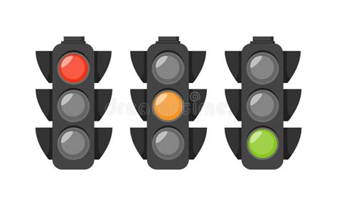 Traffic Lights With Red Yellowgreen Light Isolated On White