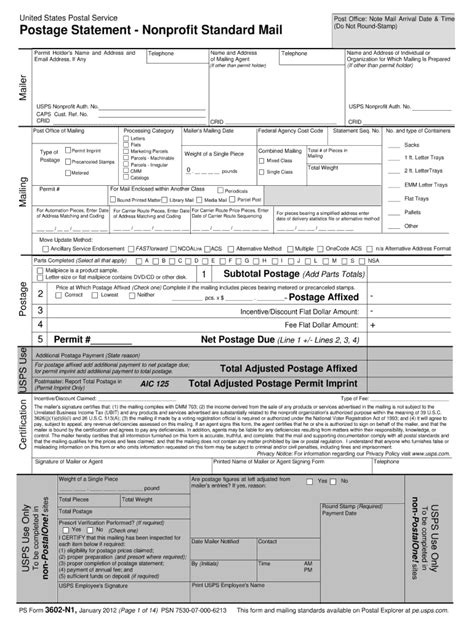 2012 Form Usps Ps 3602 N1 Fill Online Printable Fillable Blank