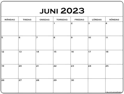 Juni 2023 Kalender Svenska Kalender Juni