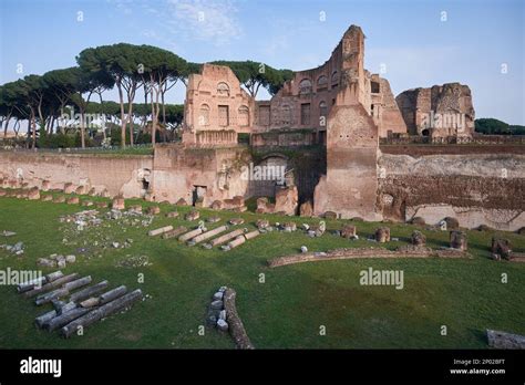 Ancient Roman Stadium Ruins In Palatine Hill Rome Italy Stock Photo