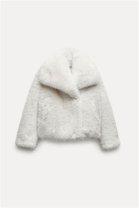 Zw Collection Short Faux Fur Jacket Ecru Zara Georgia