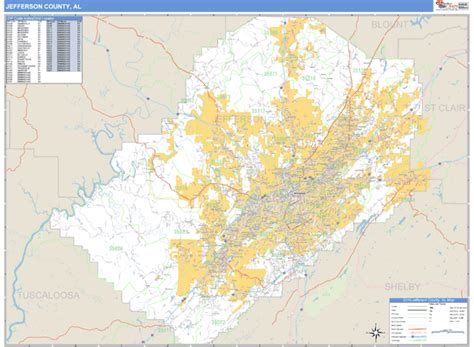 Jefferson County Alabama Zip Code Wall Map