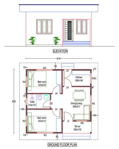 This plan can be customized. 400 Square Feet 2 Bedroom Low Budget Cute House For 4 Lack - Home Pictures :: Easy Tips
