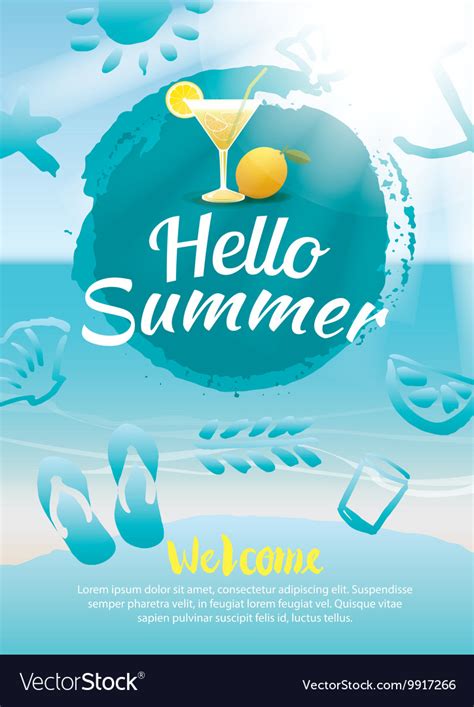 Hello Summer Beach Party Poster Background Vector Image My Xxx Hot Girl