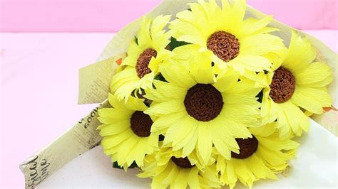 How To Make Sunflower Paper Flower Tutorial From Crepe