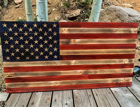 Full Color Wooden American Flag Etsy