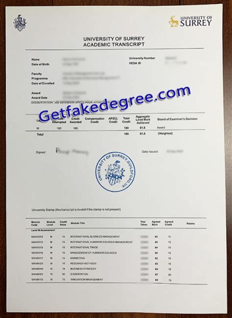 Sale Fake University Of Surrey Transcript For Uk Buy Fake High School