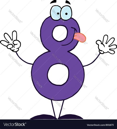 Funny Cartoon Numbers 8 Royalty Free Vector Image