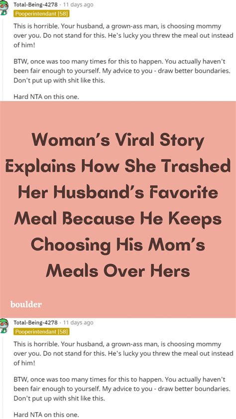 Womans Viral Story Explains How She Trashed Her Husbands Favorite Meal Because He Keeps
