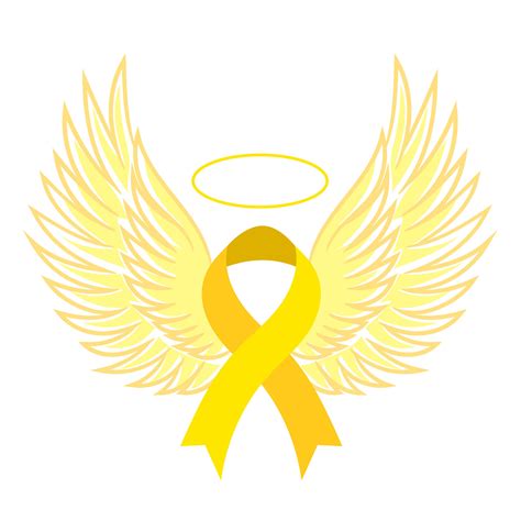 Yellow Ribbon With Angel Wings Childhood Cancer Awareness Ribbon