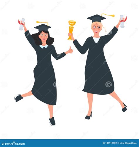 Graduates With Diplomas Stock Vector Illustration Of Graduates 185910322