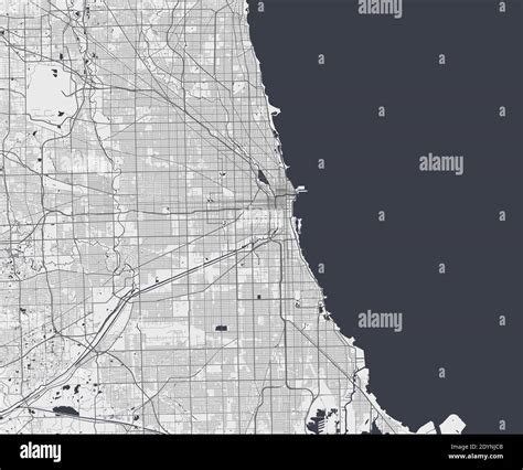 Urban City Map Of Chicago Vector Illustration Chicago Map Art Poster