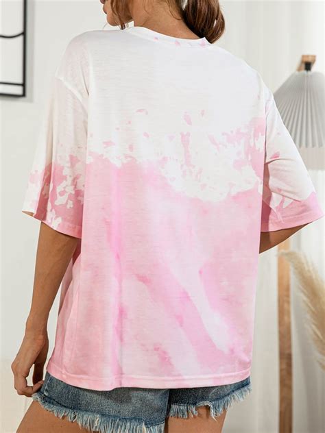 Crew Neck Holiday Short Sleeve Tie Dyed T Shirts Justfashionnow