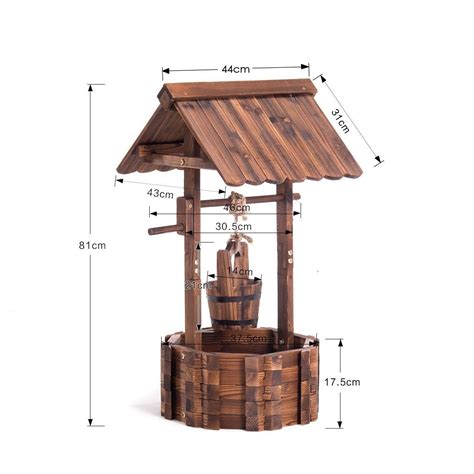 Wooden Wishing Well Outdoor Ornament Home Decor Garden Feature Crazy