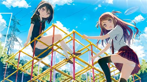 Anime Red Tie Playground Kantoku Anime Girls Plaid Skirt