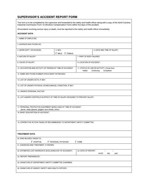 Industrial Accident Report Form Template Supervisor S With Regard To