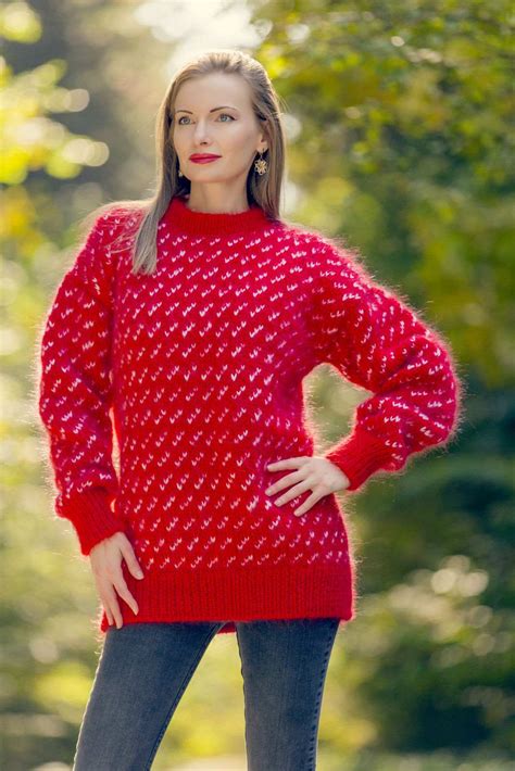 Red White Mohair Sweater Supertanya Supertanya