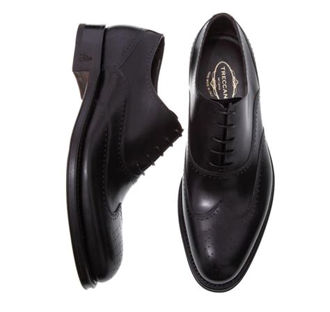 Mens Black Brogue Oxford Formal Shoes Handmade In Italy Treccani Milano