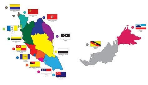 List of states in malaysia by state. Ripituc: Malaysia - State map with flags