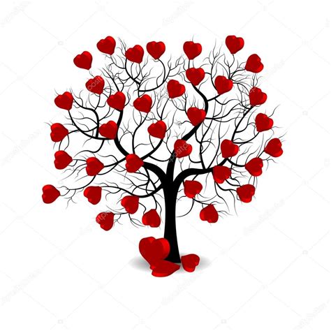 Árbol con manos y corazones figuras logo. Corazones rojos en el árbol — Vector de stock © Tverdohlib ...