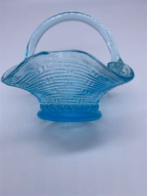 Vintage Westmoreland Blue Glass Basket Etsy