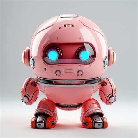 Pink Robot With Blue Eyes A Toy Like Vray Tracing Artwork Stock