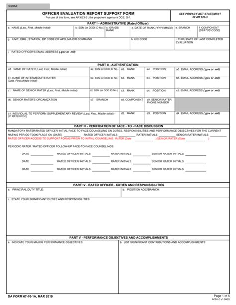 Da Form 67 10 1a Fillable Printable Forms Free Online
