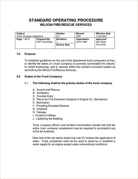 The Extraordinary Template For Standard Operating Procedures Manual