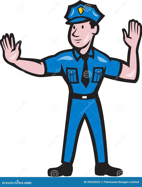 Traffic Policeman Stop Hand Signal Cartoon Stock Illustration Image