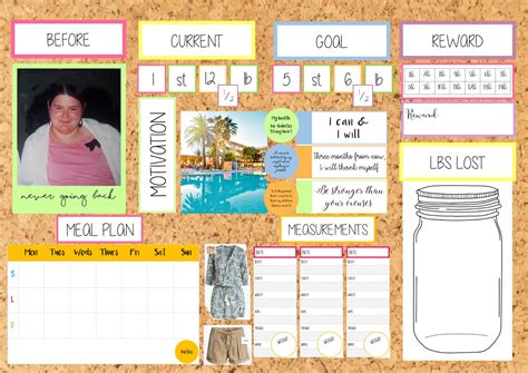 Weight Loss Motivational Vision Board Printable Stlbskg Instant