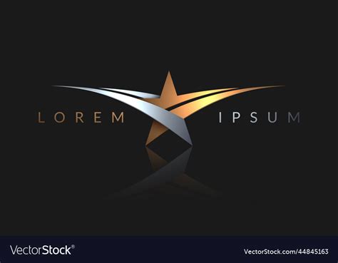 Gold And Silver Star Logo Template Royalty Free Vector Image