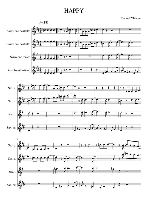 Happy Sheet Music For Saxophone Alto Saxophone Tenor Saxophone Baritone Saxophone Ensemble