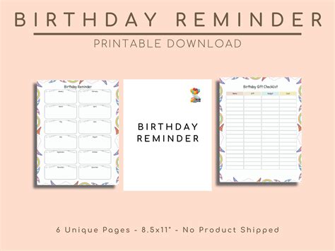 Birthday Reminder Birthday Calendar Party Guest And T Etsy Uk