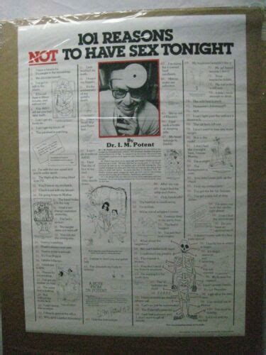101 Reasons Not To Have Sex Tonight 1981 Vintage Poster Garage Cng1148