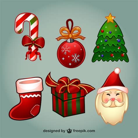 Conjunto De Dibujos De Navidad A Color Descargar Vectores Gratis