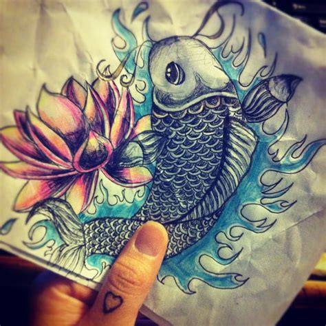 In many eastern cultures, the lotus flower is considered sacred as it has religious and cultural significance and is a symbol of spiritual awakening. Drawn koi carp koi lotus - Pencil and in color drawn koi ...
