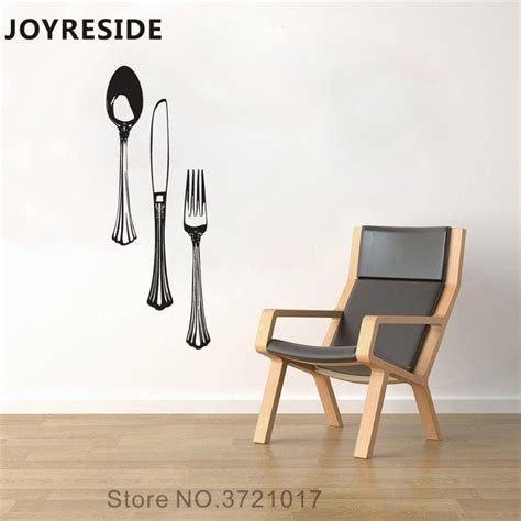 joyreside food spoon fork knife wall decal sliverware wall sticker art vinyl decor home kitchen