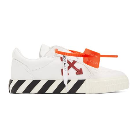 Off White Co Virgil Abloh Canvas White And Purple Vulcanized Low Top